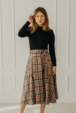 Zavinovací sukně tartan Alice hnedá